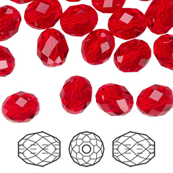Bead 72pk light siam, Swarovski&reg; 9.5x8mm olive briolette 5044 image number 0