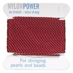 Thread, Griffin, nylon, garnet red, size #16. Sold per 2-meter card (approximately 78 inches).