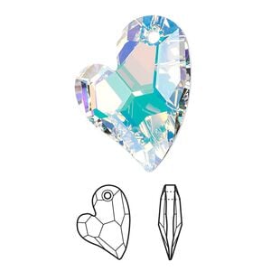 Drop 1pk crystal AB, Crystal Passions&reg; 27x20mm pendant asymmetrical heart 6261
