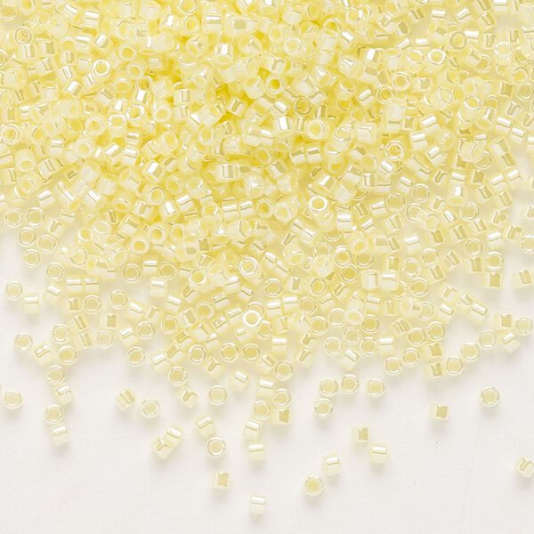 Seed bead, Delica&reg;, glass, pkg/250g, #11 round, opaque inside dyed color luster light lemon ice (DB-0232). image number 0