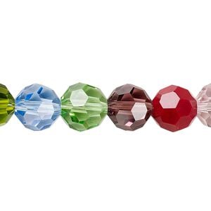 Bead 1pk 32 facets opaque to transparent mixed colors, Celestial Crystal&reg; 10mm round 15.5-16 inch