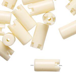 Bead, acrylic, opaque cream, 16x8mm interlocking round tube. Sold per pkg of 24.