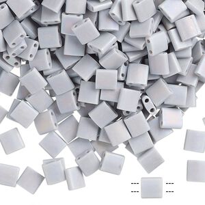 Seed bead, TILA&reg;, glass, pkg/40g, 5mm full tila square, opaque frost rainbow icy grey, (TL-498FR).