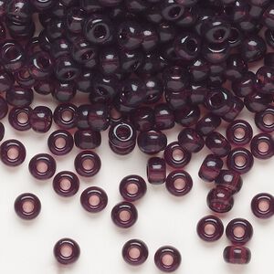 Seed bead, Miyuki, glass, pkg/25g, #6 rocaille, transparent dark smoky amethyst (RR-153).