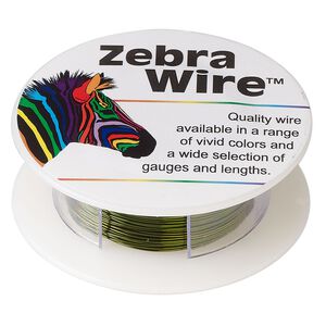 Wire, Zebra Wire&trade;, color-coated copper, olive green, round, 26 gauge. Sold per 30-yard spool.