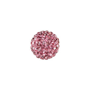 Bead, glass rhinestone / epoxy / resin, dark pink, 14mm round. Sold individually.