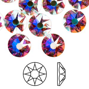 Flat back 96pk crystal AB foil back, Swarovski&reg; 10.912-11.304mm rose round SS48 2088