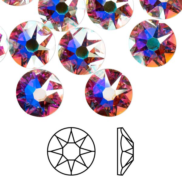 Flat back 96pk crystal AB foil back, Swarovski&reg; 10.912-11.304mm rose round SS48 2088 image number 0