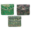 Pouch 1pkg3 silver-finished steel and rayon fabric, multicolored, 4.75x4-inch brocade floral. image number 0