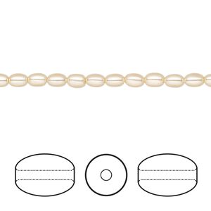 Pearl 500pk light gold, Swarovski&reg; 4x3mm rice 5824