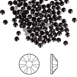 Flat back 144pk jet foil back, Crystal Passions&reg; hotfix rhinestone 2.7-2.9mm rose round SS10 2038HF