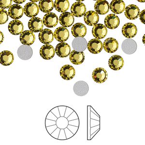 Flat back 1440pk acid yellow foil back, Preciosa VIVA 12&reg; Czech crystal rhinestone 4.6-4.8mm chaton rose round SS20