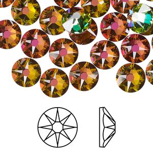 Flat back 144pk crystal vitrail medium foil back, Swarovski&reg; 8.412-8.672mm rose round SS40 2088