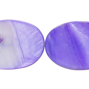 Mother-of-pearl shell 1pkg1, flat oval bead 15 inch grape 34x25mm-35x25mm