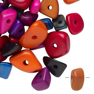 Bead, tagua nut (dyed), mixed colors, 10x8mm-15x12mm freeform. Sold per pkg of 50.
