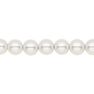 Hemalyke&trade; 1pkg1, pearlescent white, round bead 15.5-16 inch 8mm