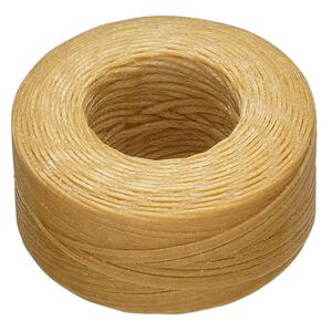 Thread, Hemptique&reg;, polyester, pkg/50 yards, straw, 0.8mm braided flat.