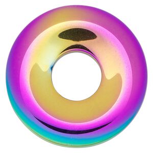 Hemalyke&trade; 1pkg1, electroplated rainbow donut focal 41mm