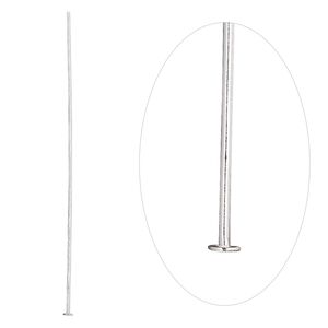 Head pin 1pkg100 sterling silver, 3 inch, 20 gauge