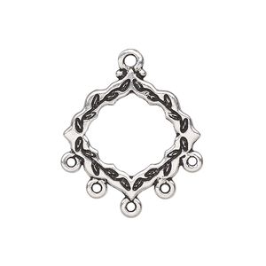 Connector, TierraCast&reg;, antique silver-plated pewter, 22.5x21.5mm double-sided scalloped diamond with ivy cathedral design. Sold individually.