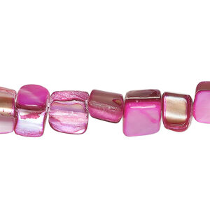 Mother-of-pearl shell 1pkg1, triangle tube bead 15 inch fuchsia 7x6mm-13x9mm