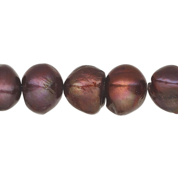 Freshwater 1pkg1, flat-sided potato pearl, 15.5-16 inch black cherry 10-13mm cultured image number 0