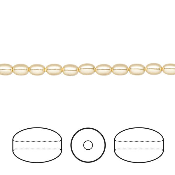 Pearl 100pk gold, Crystal Passions&reg; 4x3mm rice 5824 image number 0