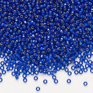 Seed bead, Preciosa Ornela Czech glass, pkg/50g, #11 rocaille, transparent silver-lined medium blue, (37080).