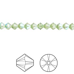 Bead 48pk peridot shimmer, Crystal Passions&reg; 4mm bicone 5328
