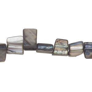 Mother-of-pearl shell 1pkg1, triangle tube bead 14 inch blue steel 6x6mm-11x9mm