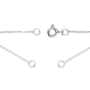 Chain 1pkg1 sterling silver cable, 1mm diamond-cut necklace component / 3.5mm jump ring / springring clasp, 16.75 inch