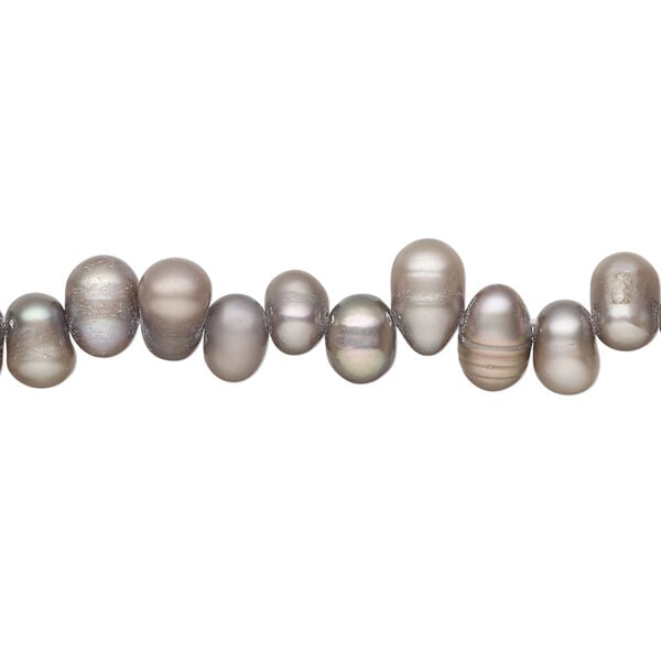 Freshwater pearl 1pkg1, top-drilled rice, 14 inch soft silver 6x5mm-9x6mm cultured image number 0
