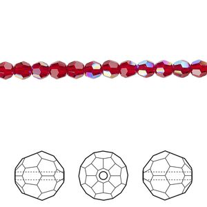 Bead 12pk Siam shimmer, Crystal Passions&reg; 4mm round 5000