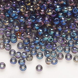 Seed bead, Preciosa Ornela Czech glass, pkg/50g, #6 rocaille, translucent rainbow grey, (41010).