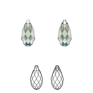 Briolette 144pk erinite, Swarovski&reg; 13x6.5mm pendant drop 6010
