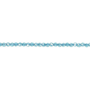 Glass 1pkg1, faceted round bead 14 inch transparent teal blue AB 2mm