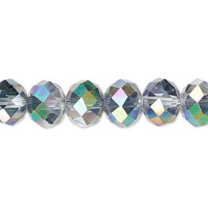Bead 1pk 48 facets clear vitrail, Celestial Crystal&reg; 10x8mm rondelle 15.5-16 inch