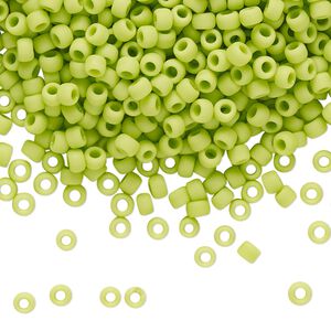 Seed bead, TOHO BEADS&reg;, glass, pkg/250g, #8 round, opaque frosted sour apple (TR-08-44F).
