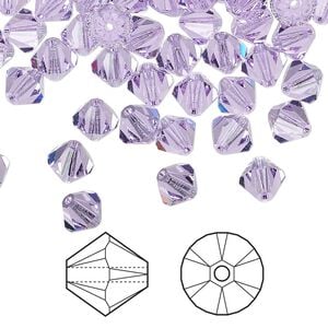 Bead 24pk violet, Crystal Passions&reg; 6mm bicone 5328