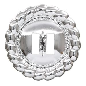 Slide, silver-plated steel, 39mm round. Sold per pkg of 10.