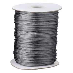 Cord, Satinique&trade;, satin, dark grey, 1.5mm small. Sold per 400-foot spool.