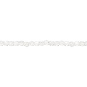 Bead, Czech fire-polished glass, transparent clear, 2.5mm faceted round. Sold per pkg of 1,200 (1 mass).