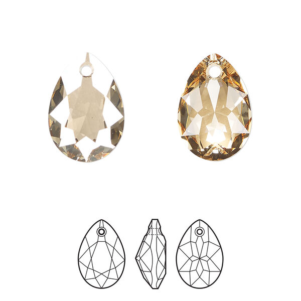 Drop 36pk crystal golden shadow, Swarovski&reg; 16mm pendant pear cut 6433 image number 0