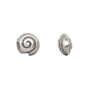 Bead 1pkg1 sterling silver, 11mm shell, antiqued Hill Tribes