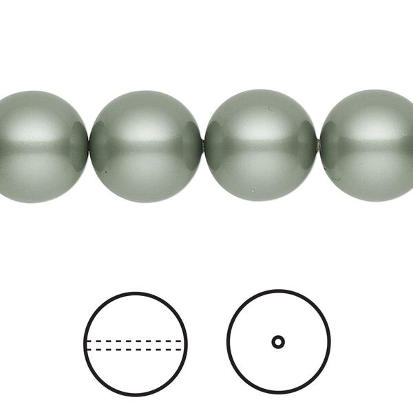 Pearl 100pk powder green, Swarovski&reg; 12mm round 5810 image number 0