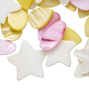 Mother-of-pearl shell 1pkg3, assorted shapes bead mix 15 inch multicolored 14-36mm