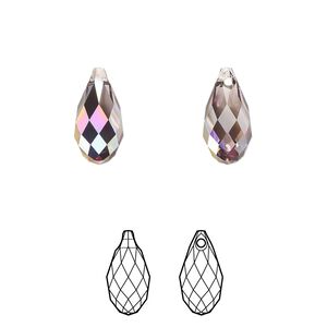 Briolette 1pk light amethyst heavy vitrail light, Crystal Passions&reg; 13x6.5mm pendant drop 6010
