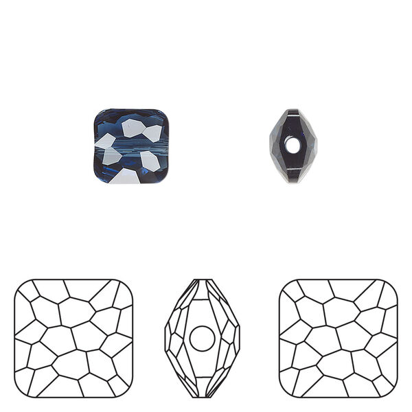 Bead 1pkg144 Montana, Swarovski&reg;, 8mm puffed square 5035 image number 0
