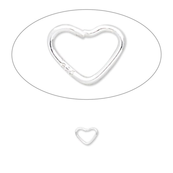 Jump ring 1pkg25 sterling silver, 6x5mm soldered closed heart, 22 gauge / 3.8x3.2mm inside diameter image number 0