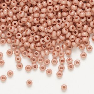 Seed bead, Preciosa Ornela Czech glass, pkg/50g, #8 rocaille, opaque terra dyed rose chalkwhite, (07331).